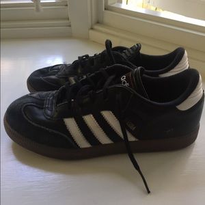 black low-top adidas sambas